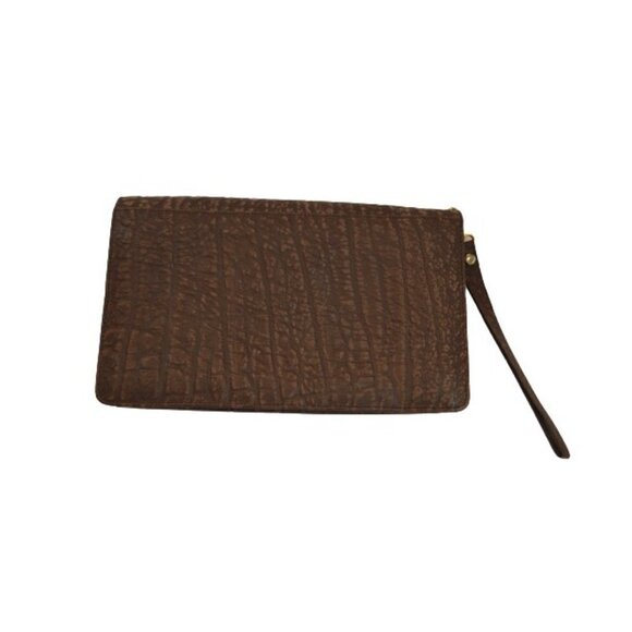 Vintage Men’s Brown Buffalo Leather Wrist Travel Purse / Manbag – EUC - Picture 3 of 7